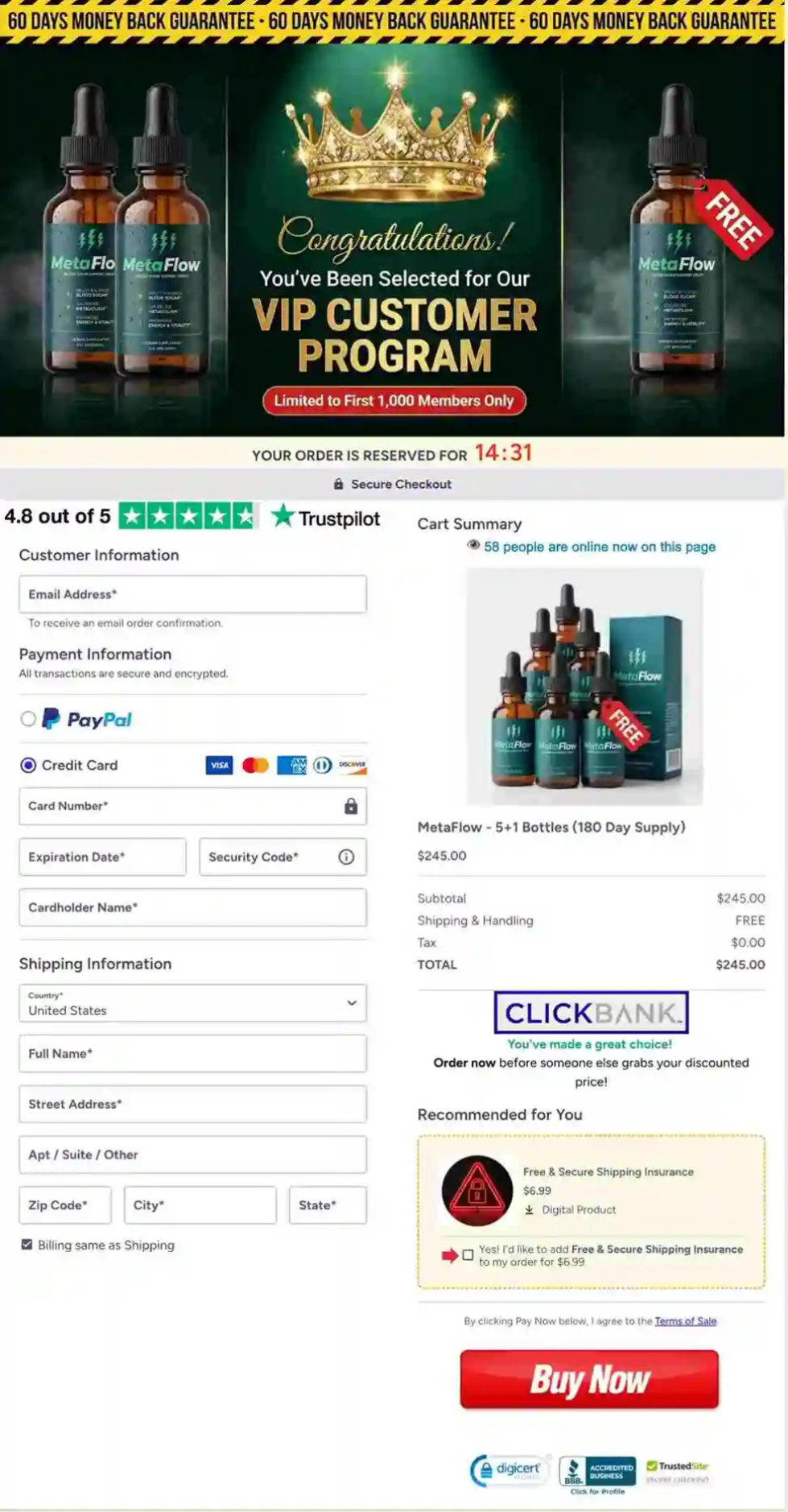 Secure checkout indicating safe payment protection